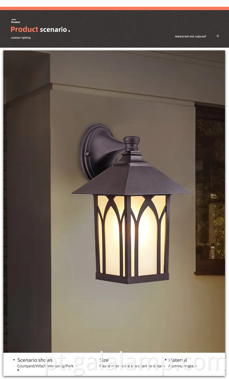 Luzes de parede externa à prova d'água elegantes para jardins modernos